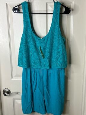 Gianni Bini Teal Lace Sleeveless Romper Size Large